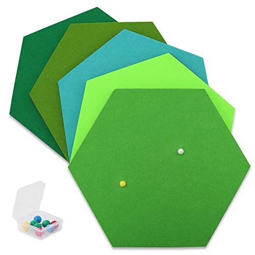 Seg Direct Bacheche In Feltro Esagonali | Set 5 Pezzi Bacheca Esagono Con Spilli 26 X 30 X 1 Cm Serie Verde