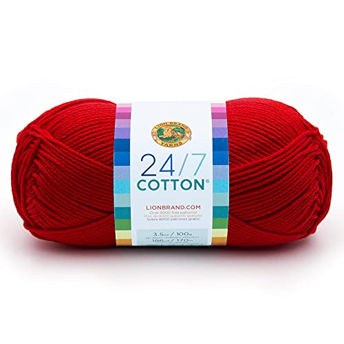 Lion Brand Yarn Company-Matassa Di Filato In Cotone, In Puro Cotone, Colore: Rosso