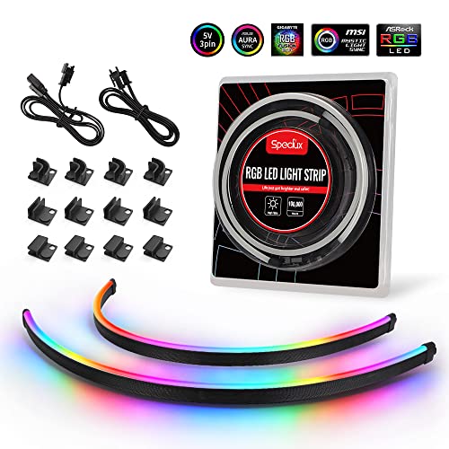 Striscia Led Rgb Pc Indirizzabile Neon Speclux, 2X15,7 Pollici Ws2812 Rgbic Striscia Argb Magnetica Arcobaleno Per 5V 3 Pin Aura Sync, Gigabyte Rgb Fu