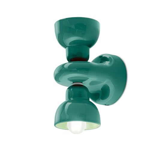 Applique Berimbau 2 Luci Decò In Ceramica Made In Italy C2601 Turchese