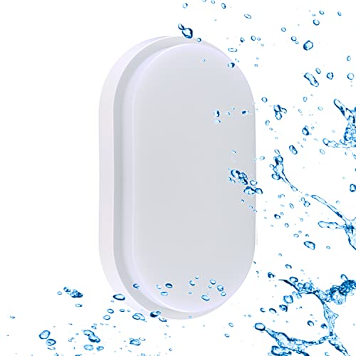 Sigmaled Lighting, Plafoniera Led 15W Per Esterni, Resistente All'Acqua, Luce Naturale 4000K, 1350Lm, Applique Ovale Impermeabile Ip54 Da Soffitto E P