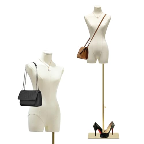 Qjszmei Manichino Sartoriale Busto Donna, Manichino Da Sarto Altezza Regolabile Con Base In Metallo, Femmina Torso Manichino Per Abbigliamento Gioiell
