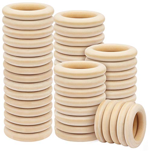 Belle Vous 50 Pz Anelli In Legno Naturale - Diametro Esterno 70 Mm, Diametro Interno 50 Mm - Cerchi In Legno Per Artigianato, Fai Da Te, Decorazioni,