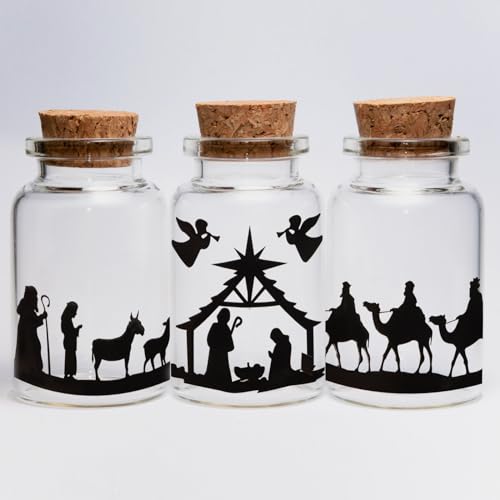 3 Fogli Adesivi Natalizi Presepe Adesivi Natalizi Natività Nascita Gesù Per Vetro Finestra Vetrine Stickers Addobbi Decorazioni Natale (Nero)