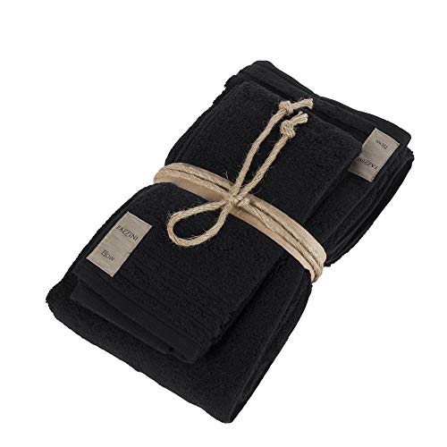 Fazzini Coccola Coppia(1+1). Ospite E Asciugamano - 40X60 + 60X110 -Nero
