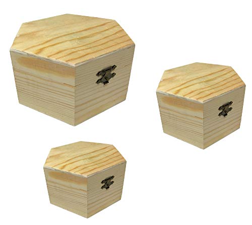 Vetrineinrete® Set 3 Scatole Esagonali Portagioie Matrioska Scatola Portagioielli Per Decoupage Cofanetto Contenitore Per Gioielli G82