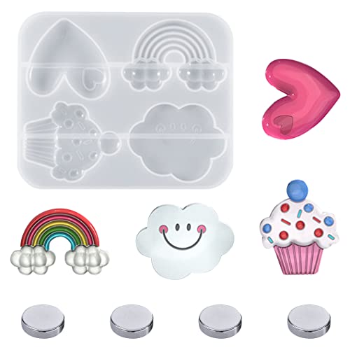Rolin Roly Stampo Epossidico Per Nuvole Stampo Silicone Mini Arcobaleno Stampi In Resina Con 4 Magneti Per Etichette Decorazioni Per La Casa Decorazio