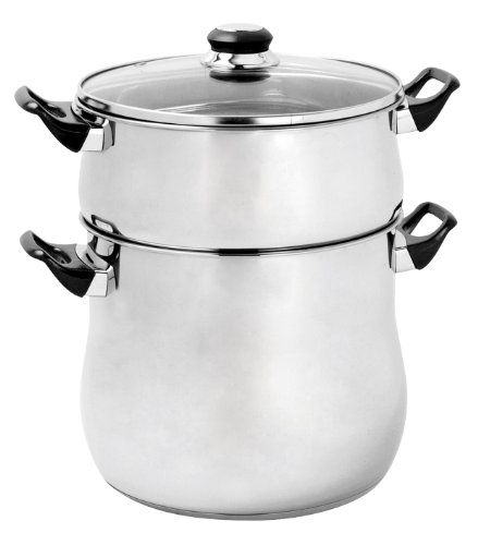 Crealys 504940, Pentola Per Couscous Con Manici In Bakelite, 12 L, Diametro: 24 Cm, Colore: Nero