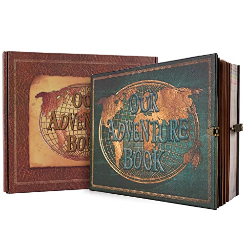 Our Adventure Book Album Fotografico Fai Da Te Copertina 3-D,Scrapbooking Album Foto 180 Pagine,Diario Di Viaggio Scrapbook, Compleanno Regalo Clip, R