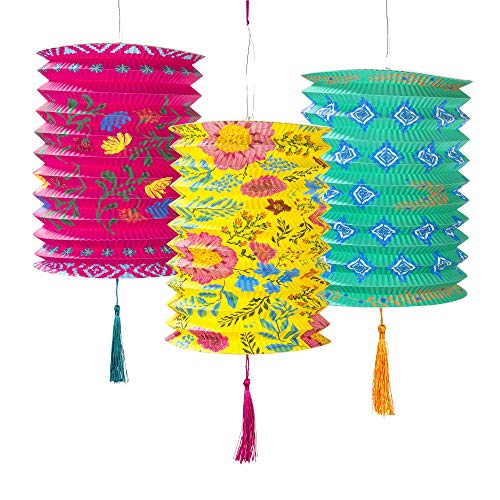 Talking Tables Paperlantern Paper Lanterns 3Pk, Plastica, Boho Lanterne Di Carta, Confezione Da 3