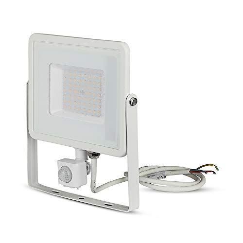 V-Tac Faro Led Chip Samsung 50W Con Sensore Di Movimento E Crepuscolare E Interruttore Manuale Di Bloccaggio Colore Bianco 3000K Ip65