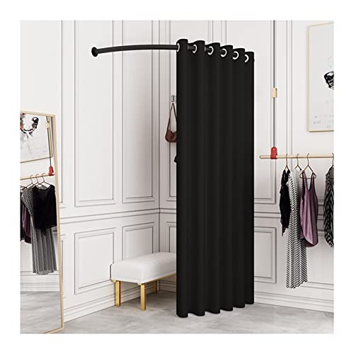 Wpyghljn Cabina Di Prova Mobile, Portatile Negozio Abbigliamento Nero Spogliatoio, Forma Di C Rail Montaggio A Parete Spogliatoio Per Centro Commercia