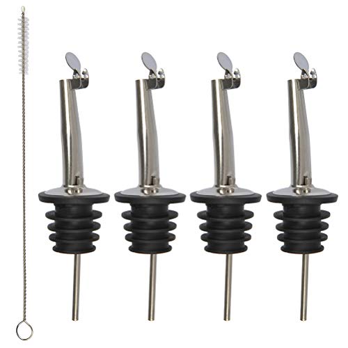 Foccts Beccuccio Olio, 5Pezzi Beccuccio In Acciaio Inox Professionale Versatore Dosatore Bottiglia Versatore Con Lunga Beccuccio Conico E Cappuccio Pe