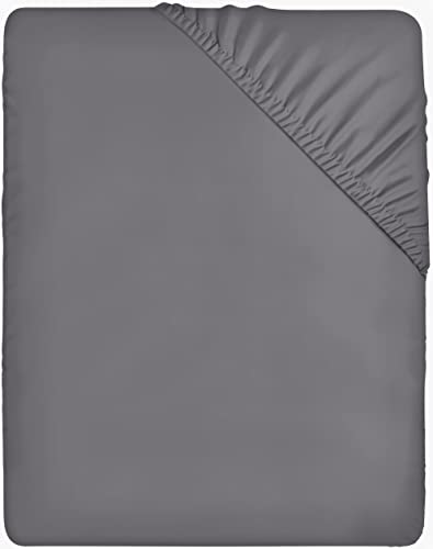Utopia Bedding Lenzuolo Con Angoli Due Piazze Matrimoniale - 160X200Cm - Grigio - Microfibra Di Poliestere Spazzolato - Lenzuolo Sotto Con Angoli Elas