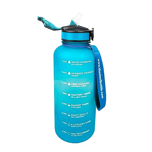 The Steel Bottle - Borraccia Motivazionale Sportiva Palestra 2.2 Litri Con Livelli E Indicatore Del Tempo, Cannuccia E Fasce Orarie - Bpa E Phthalate