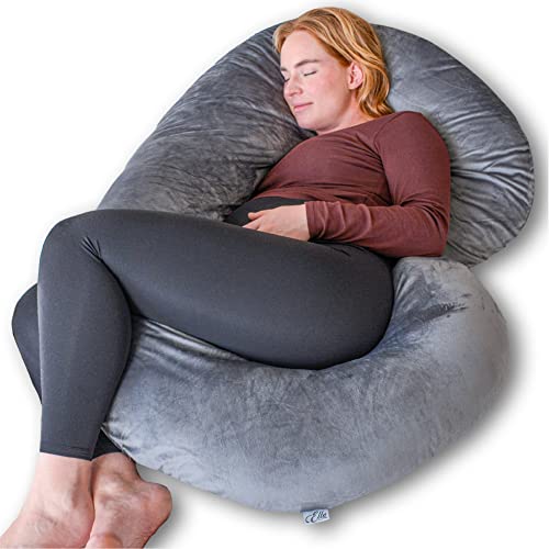 Ella Cuscino Gravidanza - Cuscino Di Maternità Per Donne Incinte, Che Allattano E Dormono Di Lato - Poliestere Con Rivestimento Minky Rimovibile E Lav