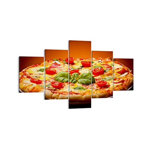 Quadro Su Tela Italia Pizza Tradizione Cibo Stampe Da Parete 125X70Cm Quadri Moderni Soggiorno Camera Da Letto Cucina 5 Pezzi Piccoli Decorazione Mura