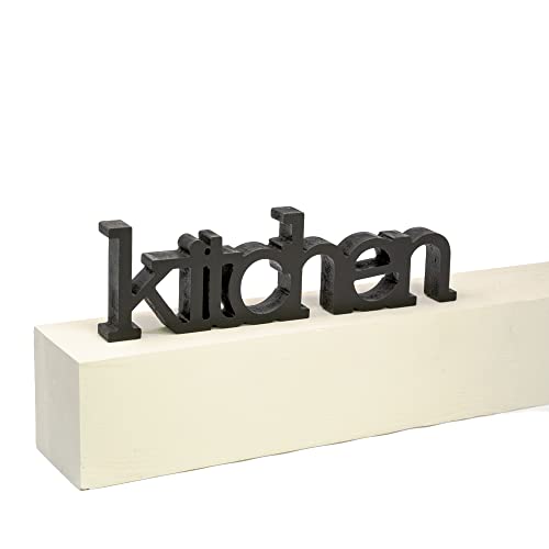 Declea Home Decor Targa In Legno Kitchen Arredo Cucina - Scritta Da Cucina, Complemento Di Arredo, Decorazione D'Appoggio Per Cucina Locali E Bar, Ner