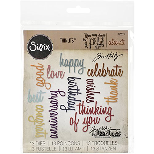 Sizzix, Siz660223, Tim Holtz, Fustella Con Parole Celebrative In Inglese (Lingua Italiana Non Garantita)