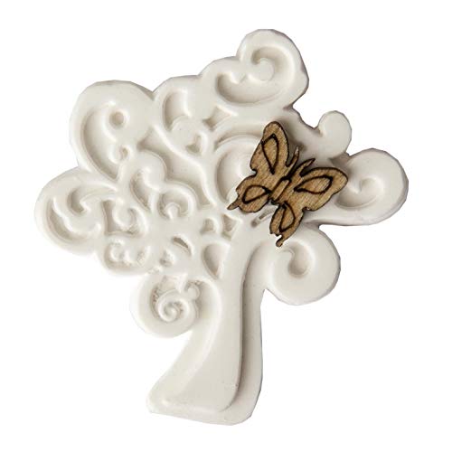 Puntocasastore 12 X Gessetto Albero Della Vita Con Farfalla Legno 3,5X3,8 Cm Bomboniere Comunione Matrimonio