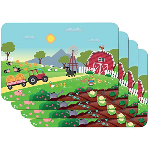 Venilia Country Stampate Bambini Tavola, Tovaglietta Per Sala Da Pranzo, A Prova Di Cibo, 4 Pezzi, 30 X 450 Cm, 59112, 30 X 45 Cm, 4 Unità