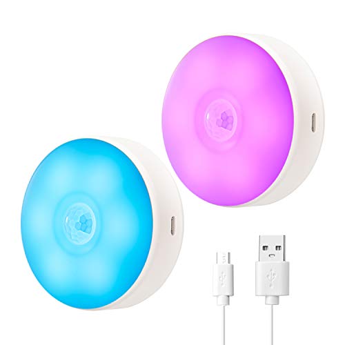 Singhong Luce Notte Led, Luce Sensore Di Movimento E Luce Con Magnetica Adesiva, 8 Regolazione Del Colore Dell'Illuminazione, Ricaricabile Per Scale,