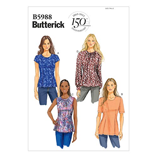 5988 F5 Butterick Patterns - Modelli Camicie Di Cucito Per Le Donne (Taglie 44-52), Multicolore