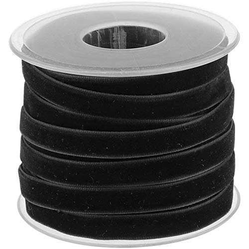 Pofet Rotolo Con Nastro In Velluto, Lungo 18,3 M E Largo 10 Mm, Per Il Fai Da Te, Decorazioni, Colore: Nero