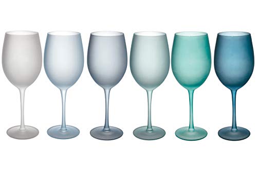 Villa D’Este Home Tivoli Shades Of Blue Set 6 Calici Frosted In Vetro 550 Ml