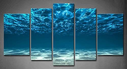 First Wall Art 5 Pannello Blu Oceano Basso Vista Sotto Superficie Pittura Murale D'Arte Immagine Stampata Su Tela Paesaggio Marino Foto Di Opere D'Art