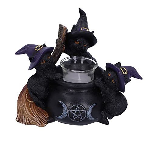Nemesis Now Familiar Calderon - Portacandele In Resina E Vetro, Colore: Nero, 12,5 Cm, U5952V2