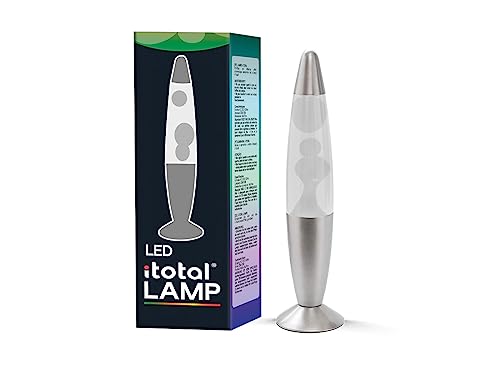 I-Total® - Lampada Lava Led Con Resistenza Scalda Cera, Senza Lampadina (Cambia Colori Base Silver, Cera Bianca)