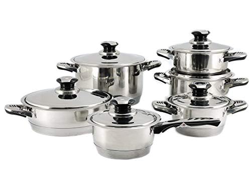 Casalinghi Letizia Blumenthal Bavaria Batteria Di Pentole E Coperchi, Acciaio, Blu