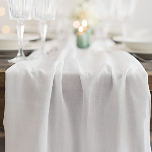 100%Mosel Tessuto In Mussola Per Decorazioni, In Bianco Opaco (48 Cm X 5 M), 66 G/M², Runner Molto Sottile, Delicata Decorazione Da Tavola Per Complea