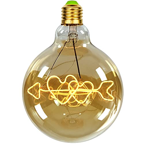 Tianfan Lampadine A Led Vintage Big Globe G125 4 W 220/240 V Con Lettere Dell'Alfabeto, Lampadina Decorativa Super Gialla Calda (Freccia Di Cupido)
