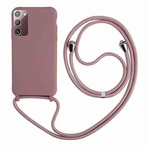 2Ndspring Cover Con Collana Compatibile Con Samsung Galaxy Note 20,Case Con Laccio Per Il Collo Custodia Con Cordino,Soft Silicone Rose Gold