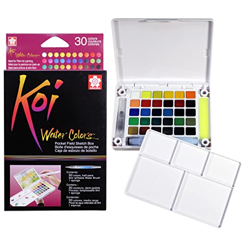 Sakura Koi Acquerello Tasca Campo Sketch Box 30 Colori Assortiti Colori, Acrilico, Multicolore