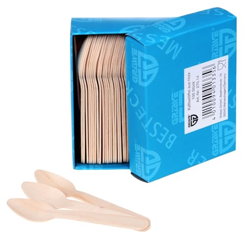 Gräwe Couverts Jetables Cuillère À Café En Bois, 100 Pièces, Couverts En Bois, Écologique En Bois, Biodégradable
