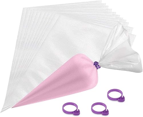 Naiocase Sac A Poche Usa E Getta, 100 Pezzi Saccapoche Professionale Grandi Per Decorazione Pasticceriam, Spessore 80 ¦Ìm, 16 Inch (Con 3 Cinturini Pe