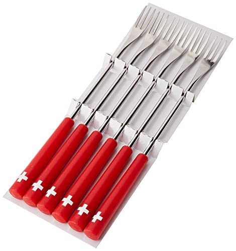 Kuhn Rikon 32206 - Forchettoni Da Fonduta Con Croce Svizzera, 6 Pz