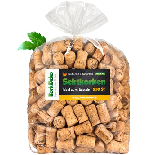 Kork-Deko 250 Tappi Di Sughero Usati Per Il Bricolage, La Decorazione E L’Hobbistica/Tappi Di Bottiglia In Sughero Naturale/Tappi Da Spumante/Tappi Di