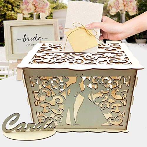Alnicov Scatola Per Biglietti Di Nozze, Decorazioni Rustiche In Legno Per Matrimoni E Decorazioni Di Matrimonio,Scatola Di Biglietti Con Serratura Per
