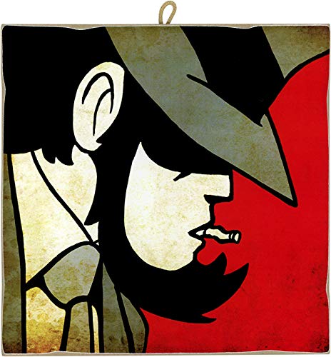 Kustom Art Quadro Quadretto Stile Vintage Serie Fumetti Lupin Iii: Daisuke Jigen Da Collezione Stampa Laser Su Legno Alta Qualità Made In Italy - 31X3