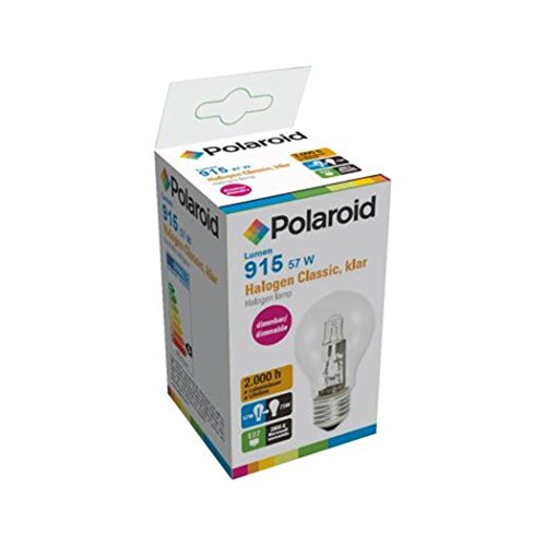 Polaroid Lampadina 660-813127 Alogena A55 52W W27 820 Lumen 2800K 2000H Attacco Grande, Colore Luce Gialla