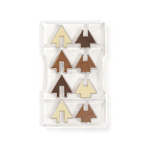 Decora 0050132 Stampo Professionale Cioccolatino Abete Incastro, In Policarbonato, 8 Cavità, 40 X 42 X 10H Mm, Ideale Per Realizzare Cioccolatini Luci