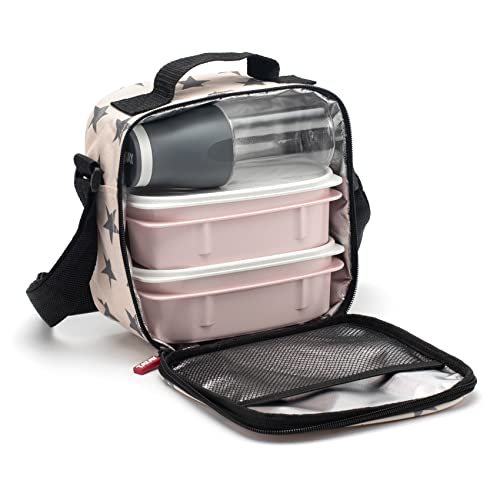 Tatay Borsa Termica Porta Pranzo, 3L Capacità, Con 2 Contenitori Alimentari (2X 0,5L) E Una Bottiglia Ermetica Da 400Ml, Senza Bpa, Colore Rosa Con St