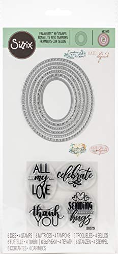 Sizzix Framelits - Set Di 6 Fustelle Ovali Con Timbri