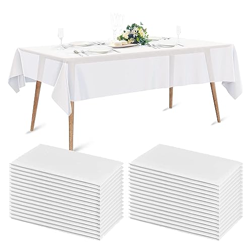 Rngwaper 20Pcs Tovaglia Usa E Getta 150 X 240Cm, Tovaglie Bianche Impermeabile Tovaglia Monouso Rettangolare Tovaglia Per Tavolo Da Buffet, Feste, Cen