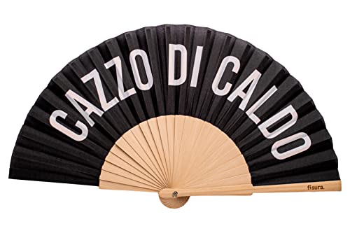 Fisura - Originale Ventaglio Cazzo Di Caldo. Ventilatore A Mano In Legno Moderno E Divertente. Ventaglio Nero. Ventaglio Con Cordino Porta Ventaglio. 
