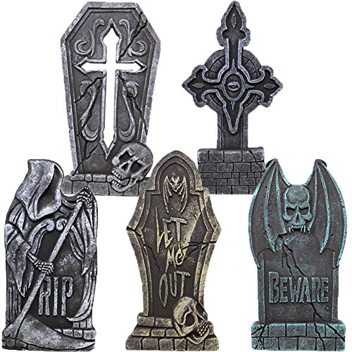 Joyin 43 Cm 5 Decorazioni Di Halloween Rip In Pietre Tombali Cimitero In Schiuma E 12 Puntali In Metallo Bonus Per Decorazioni In Cortile